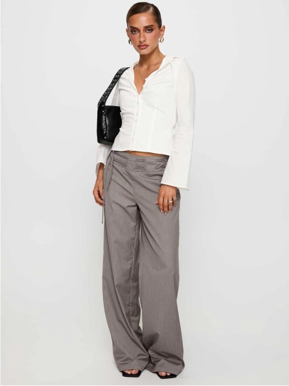 NWT Princess Polly Just Have Fun Wide Leg Pant Grey Effortless Baggy Minimalist - Picture 9 of 9